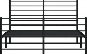 vidaXL vidaXL Metalowa rama łóżka z wezgłowiem i zanóżkiem, czarna, 120x200cm 6