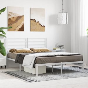 vidaXL vidaXL Metalowa rama łóżka z wezgłowiem, biała, 140x190 cm 3