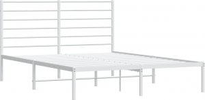 vidaXL vidaXL Metalowa rama łóżka z wezgłowiem, biała, 140x190 cm 5