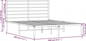 vidaXL vidaXL Metalowa rama łóżka z wezgłowiem, biała, 140x190 cm 10