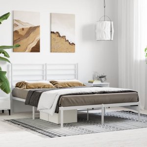vidaXL vidaXL Metalowa rama łóżka z wezgłowiem, biała, 150x200 cm 3