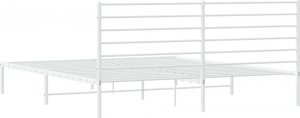 vidaXL vidaXL Metalowa rama łóżka z wezgłowiem, biała, 193x203 cm 8