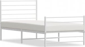 vidaXL vidaXL Metalowa rama łóżka z wezgłowiem i zanóżkiem, biała, 90x200 cm 2