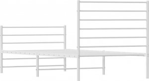 vidaXL vidaXL Metalowa rama łóżka z wezgłowiem i zanóżkiem, biała, 90x200 cm 8