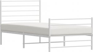 vidaXL vidaXL Metalowa rama łóżka z wezgłowiem i zanóżkiem, biała, 100x200 cm 4