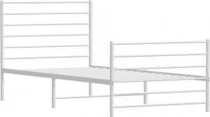 vidaXL vidaXL Metalowa rama łóżka z wezgłowiem i zanóżkiem, biała, 100x200 cm 5