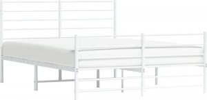 vidaXL vidaXL Metalowa rama łóżka z wezgłowiem i zanóżkiem, biała, 120x200 cm 4