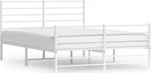 vidaXL vidaXL Metalowa rama łóżka z wezgłowiem i zanóżkiem, biała, 140x190 cm 2