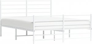 vidaXL vidaXL Metalowa rama łóżka z wezgłowiem i zanóżkiem, biała, 150x200 cm 4