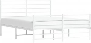 vidaXL vidaXL Metalowa rama łóżka z wezgłowiem i zanóżkiem, biała, 160x200 cm 4
