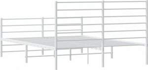 vidaXL vidaXL Metalowa rama łóżka z wezgłowiem i zanóżkiem, biała, 160x200 cm 8