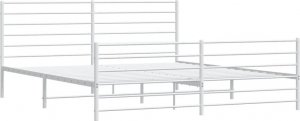 vidaXL vidaXL Metalowa rama łóżka z wezgłowiem i zanóżkiem, biała, 183x213 cm 5