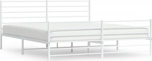 vidaXL vidaXL Metalowa rama łóżka z wezgłowiem i zanóżkiem, biała, 193x203 cm 2