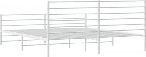 vidaXL vidaXL Metalowa rama łóżka z wezgłowiem i zanóżkiem, biała, 193x203 cm 8