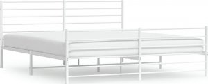 vidaXL vidaXL Metalowa rama łóżka z wezgłowiem i zanóżkiem, biała, 200x200 cm 2