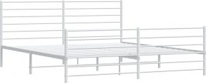 vidaXL vidaXL Metalowa rama łóżka z wezgłowiem i zanóżkiem, biała, 200x200 cm 5