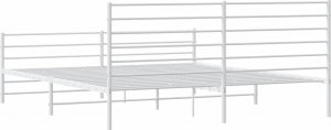 vidaXL vidaXL Metalowa rama łóżka z wezgłowiem i zanóżkiem, biała, 200x200 cm 8