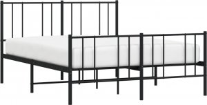 vidaXL vidaXL Metalowa rama łóżka z wezgłowiem i zanóżkiem, czarna, 135x190cm 3