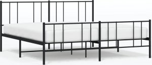 vidaXL vidaXL Metalowa rama łóżka z wezgłowiem i zanóżkiem, czarna, 200x200cm 2