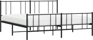 vidaXL vidaXL Metalowa rama łóżka z wezgłowiem i zanóżkiem, czarna, 200x200cm 3