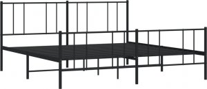 vidaXL vidaXL Metalowa rama łóżka z wezgłowiem i zanóżkiem, czarna, 200x200cm 5