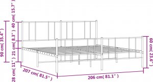 vidaXL vidaXL Metalowa rama łóżka z wezgłowiem i zanóżkiem, czarna, 200x200cm 10