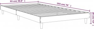 vidaXL vidaXL Rama łóżka, przydymiony dąb, 90x190 cm, materiał drewnopochodny 9