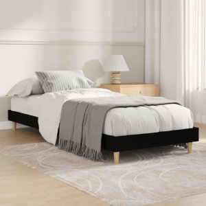 vidaXL vidaXL Rama łóżka, czarna, 75x190 cm, materiał drewnopochodny 1