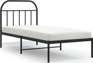 vidaXL vidaXL Metalowa rama łóżka z wezgłowiem, czarna, 90x190 cm 2