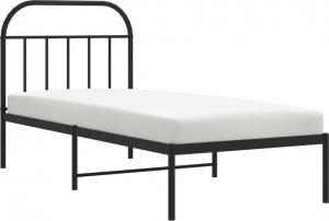 vidaXL vidaXL Metalowa rama łóżka z wezgłowiem, czarna, 90x190 cm 4