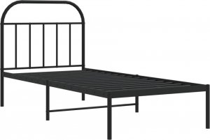 vidaXL vidaXL Metalowa rama łóżka z wezgłowiem, czarna, 90x190 cm 5