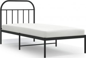 vidaXL vidaXL Metalowa rama łóżka z wezgłowiem, czarna, 90x200 cm 2