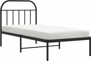 vidaXL vidaXL Metalowa rama łóżka z wezgłowiem, czarna, 90x200 cm 4