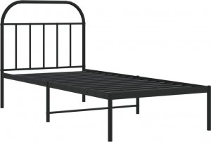 vidaXL vidaXL Metalowa rama łóżka z wezgłowiem, czarna, 90x200 cm 5