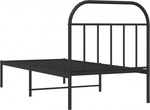 vidaXL vidaXL Metalowa rama łóżka z wezgłowiem, czarna, 90x200 cm 8