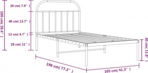 vidaXL vidaXL Metalowa rama łóżka z wezgłowiem, czarna, 100x190 cm 10