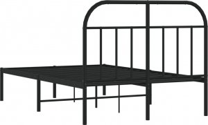 vidaXL vidaXL Metalowa rama łóżka z wezgłowiem, czarna, 120x190 cm 8