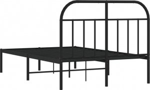 vidaXL vidaXL Metalowa rama łóżka z wezgłowiem, czarna, 120x200 cm 8