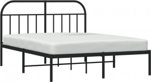 vidaXL vidaXL Metalowa rama łóżka z wezgłowiem, czarna, 140x190 cm 4
