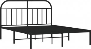 vidaXL vidaXL Metalowa rama łóżka z wezgłowiem, czarna, 140x190 cm 5