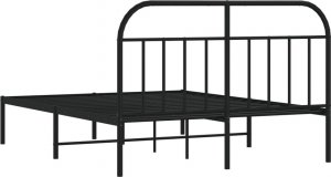 vidaXL vidaXL Metalowa rama łóżka z wezgłowiem, czarna, 140x190 cm 8