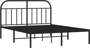 vidaXL vidaXL Metalowa rama łóżka z wezgłowiem, czarna, 150x200 cm 5