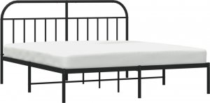 vidaXL vidaXL Metalowa rama łóżka z wezgłowiem, czarna, 180x200 cm 4