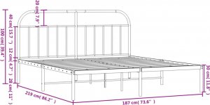 vidaXL vidaXL Metalowa rama łóżka z wezgłowiem, czarna, 183x213 cm 10