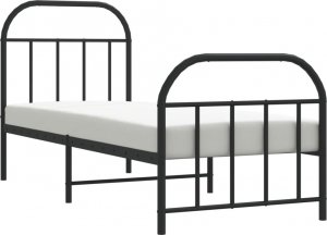 vidaXL vidaXL Metalowa rama łóżka z wezgłowiem i zanóżkiem, czarna, 75x190 cm 4