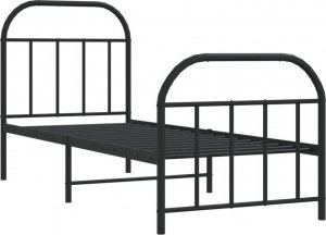 vidaXL vidaXL Metalowa rama łóżka z wezgłowiem i zanóżkiem, czarna, 75x190 cm 5