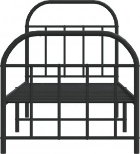 vidaXL vidaXL Metalowa rama łóżka z wezgłowiem i zanóżkiem, czarna, 75x190 cm 6