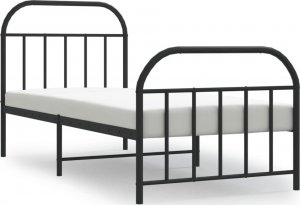 vidaXL vidaXL Metalowa rama łóżka z wezgłowiem i zanóżkiem, czarna, 90x190 cm 2