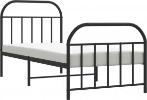 vidaXL vidaXL Metalowa rama łóżka z wezgłowiem i zanóżkiem, czarna, 90x190 cm 4