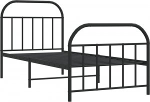 vidaXL vidaXL Metalowa rama łóżka z wezgłowiem i zanóżkiem, czarna, 90x190 cm 5